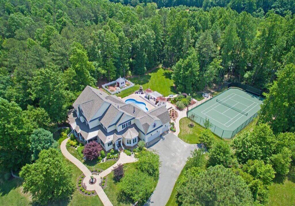 Aerial hardscaping installation work