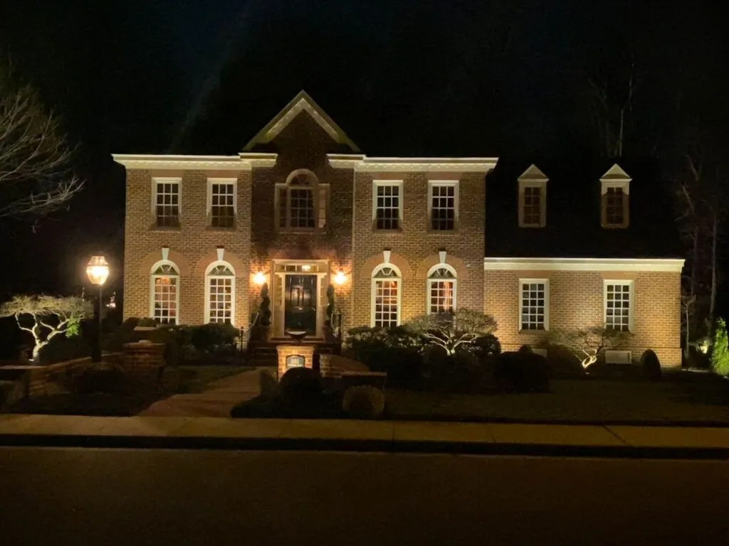 Landscape lighting on a Virginia home